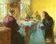 Anna Ancher en bla kjole sys til en kostumefest china oil painting reproduction